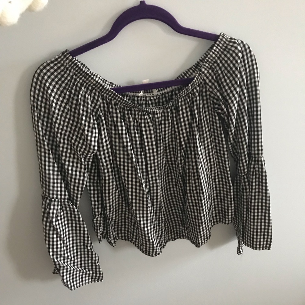 Gingham off the shoulder top